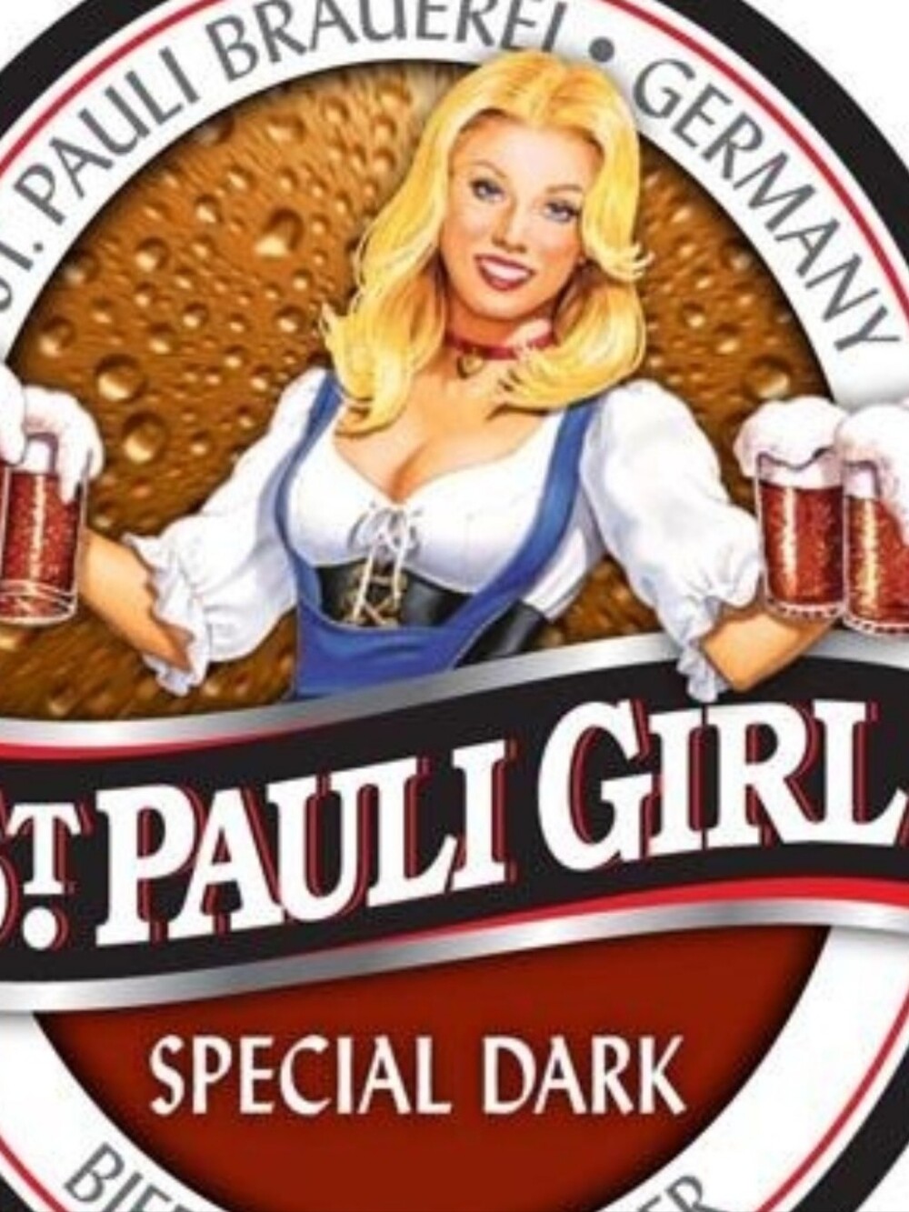 St. Pauli Girl Decorative Label – Brown, White & Blue